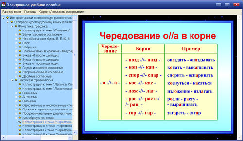 Экран электронного пособия Пятёрка за год. Экспресс-курс по русскому языку, 5-6 классы
